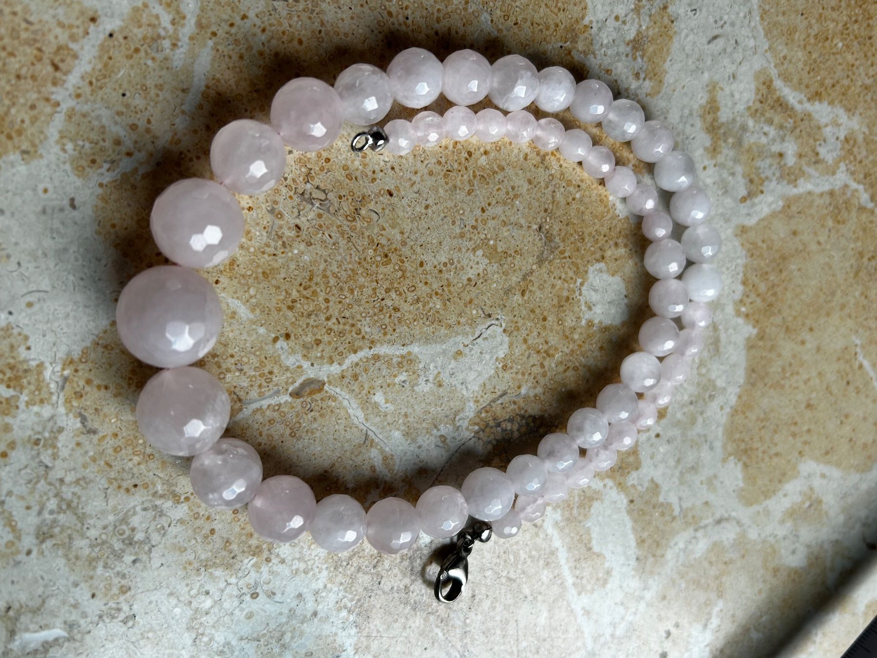Catenine: Rosenquarz Kette, facettierte Perlen – Usato da Laufen venduto da Bellebellezza 7