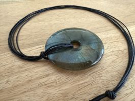 Magnifique pendentif donut en pierre - labradorite