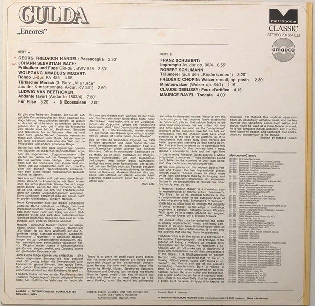 Dischi in vinile: Gulda - Encores (LP) – Usato da Grüningen venduto da azulamarillo_vinyl 1