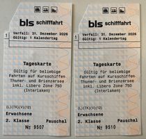 2 Stück Thuner- und Brienzersee Schifffahrt Tageskarte