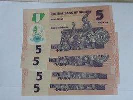 5 Naira 4x Banknote – Selten! – Jahr 2018 – Nigeria – Neu!