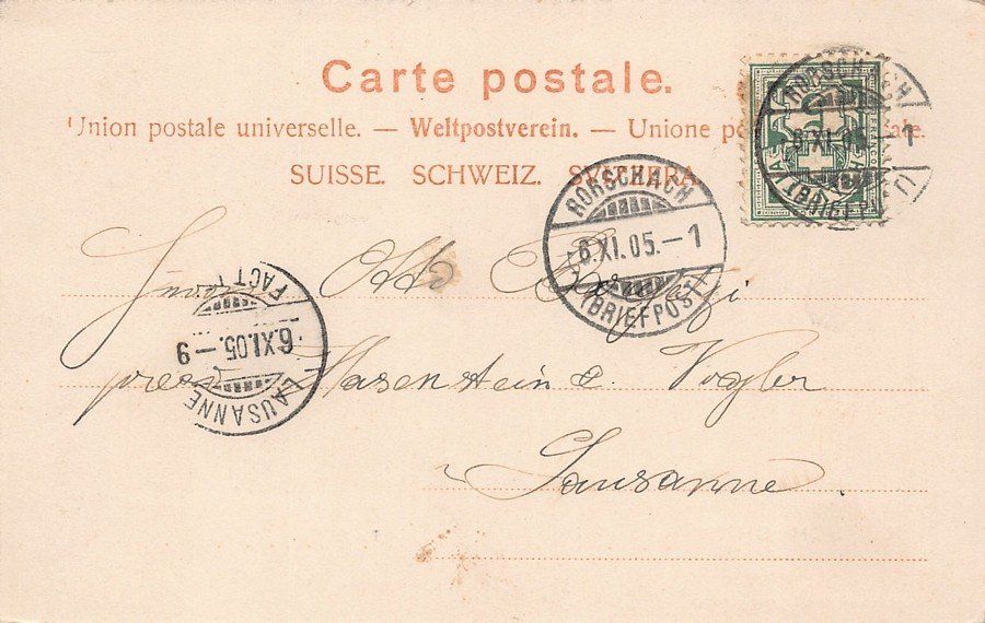 Ansichtskarten: Rorschach, Lichtbild, gelaufen 1905 – Gebraucht aus Frauenfeld von POML 1