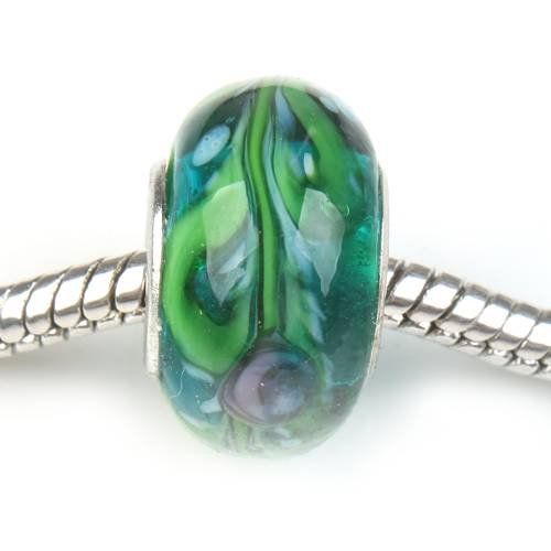Perlen (unechte): Lampwork Grüne Glasperle, Glass Bead – Neu (gemäss Beschreibung) aus Langenthal von flowersNbirds