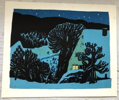 Heinz Keller (1928-2019) - Farbholzschnitt -Winterlandschaft