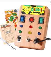 Montessori Busy Board Dino – Motorikspielzeug Licht+Schalter