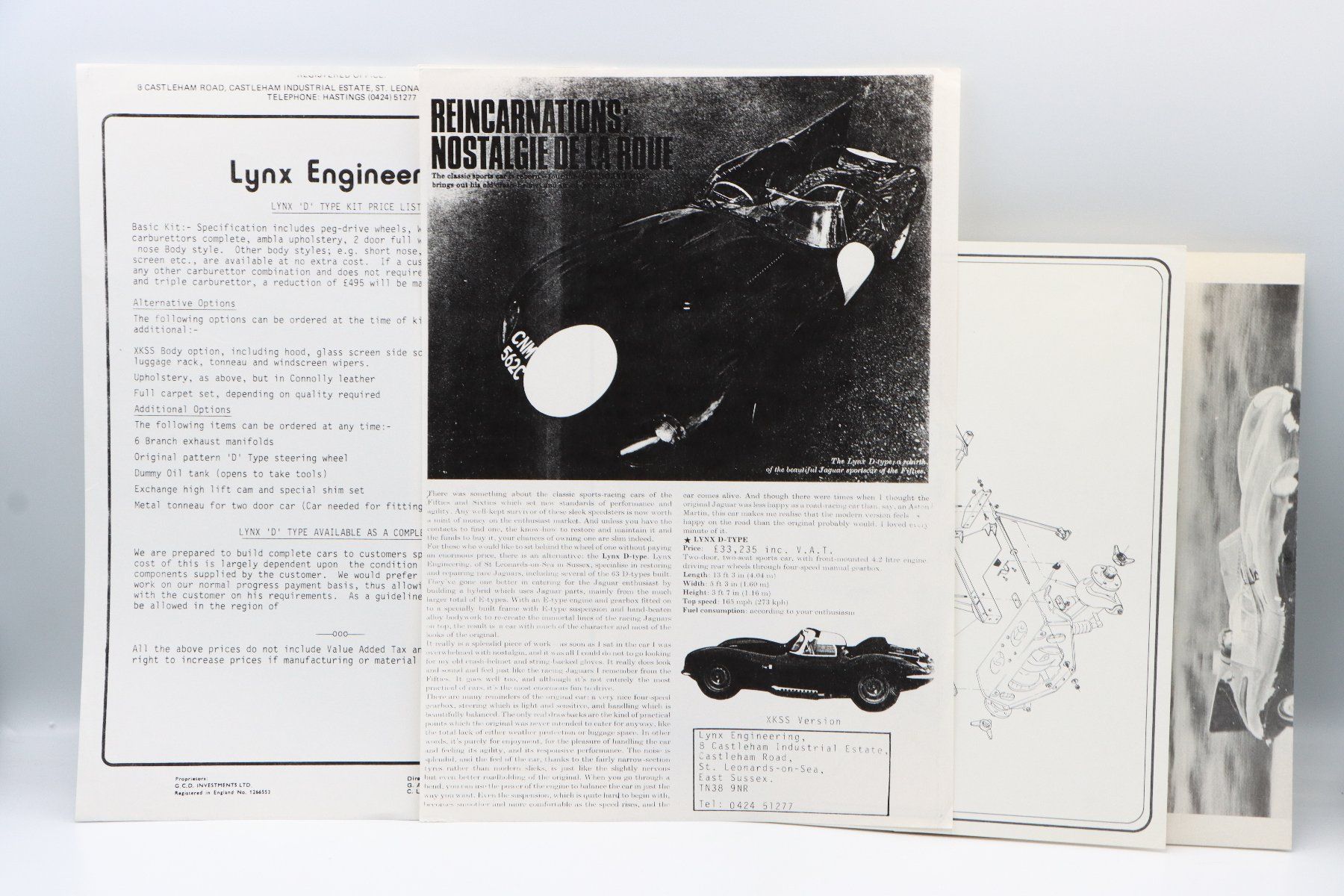 Jaguar Dokumente: Jaguar Lynx D-Type Kit Prospekt Kopie – Gebraucht aus Bühl b.Aarberg von Collectorpassions
