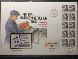 FDC Grossbrief aus Neues Markenheftchen 1988 (Ortsn.)