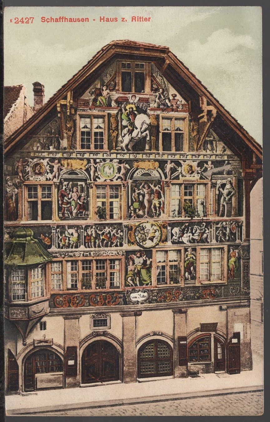 Ansichtskarten: Schaffhausen  Haus  z.  Ritter – Gebraucht aus Aarau von kufi44