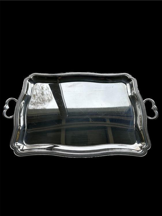 Plat De Service Guy Degrenne En Inox Avec Anses Dorées - Plateau Argenté élégant - Art De La Table Français