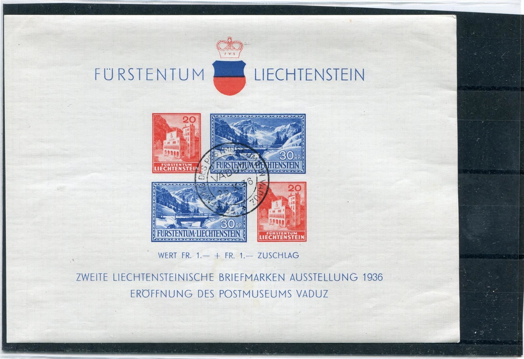 Tutti i francobolli: FL 1936 Nr. W 14 im Block gestempelt – Usato da Winterthur venduto da Kyoung