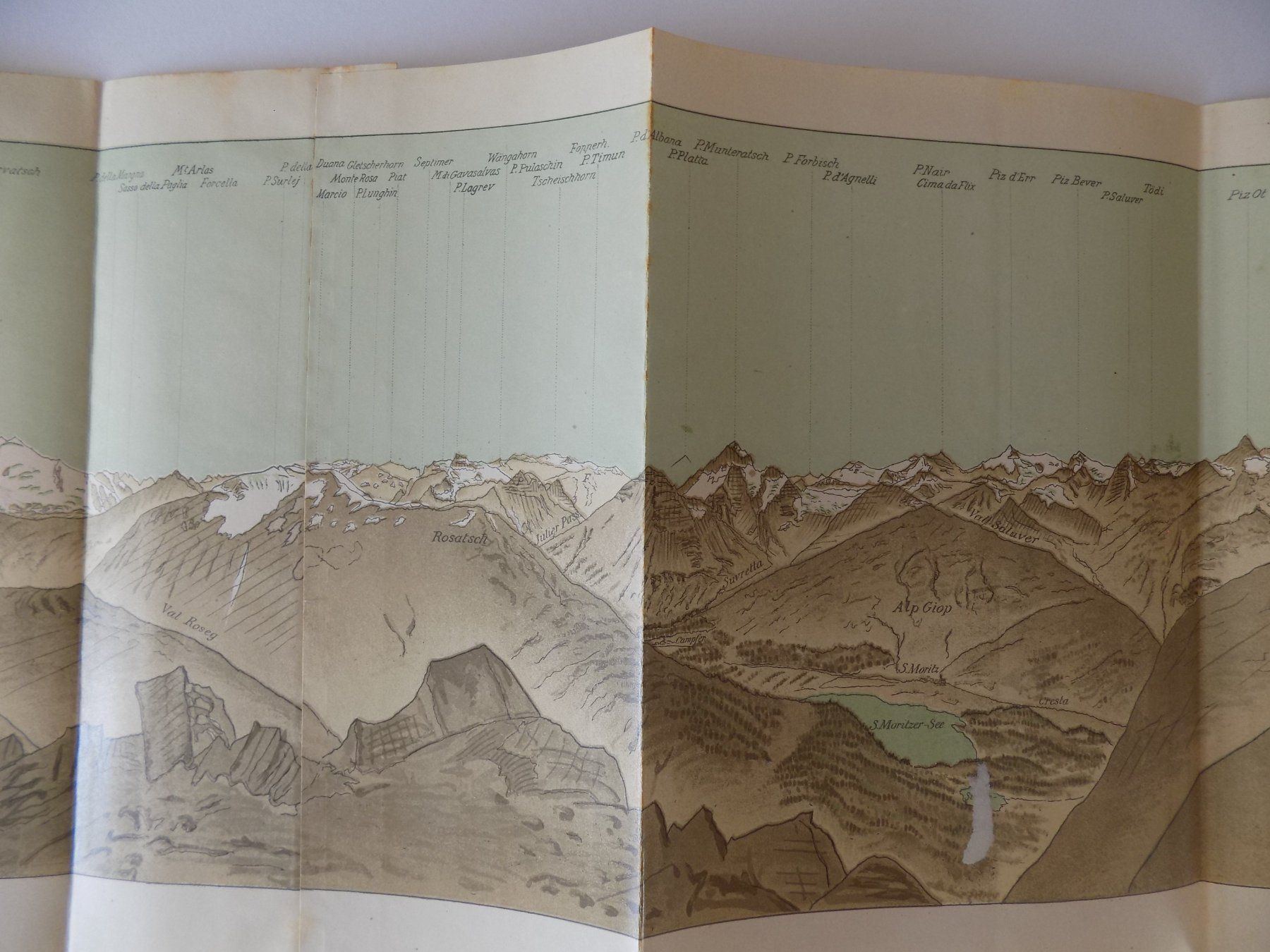 Incisioni: Panorama vom Piz Languard 1897 – Usato da Risch venduto da Antikfee 4