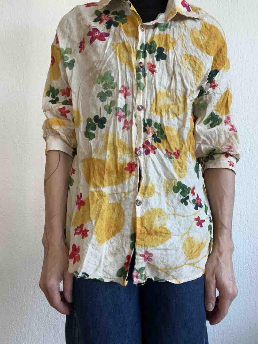 Camicette: Damen Hemd mit Blumenmuster gelb gemustert, S – Usato da Horw venduto da Pem1278