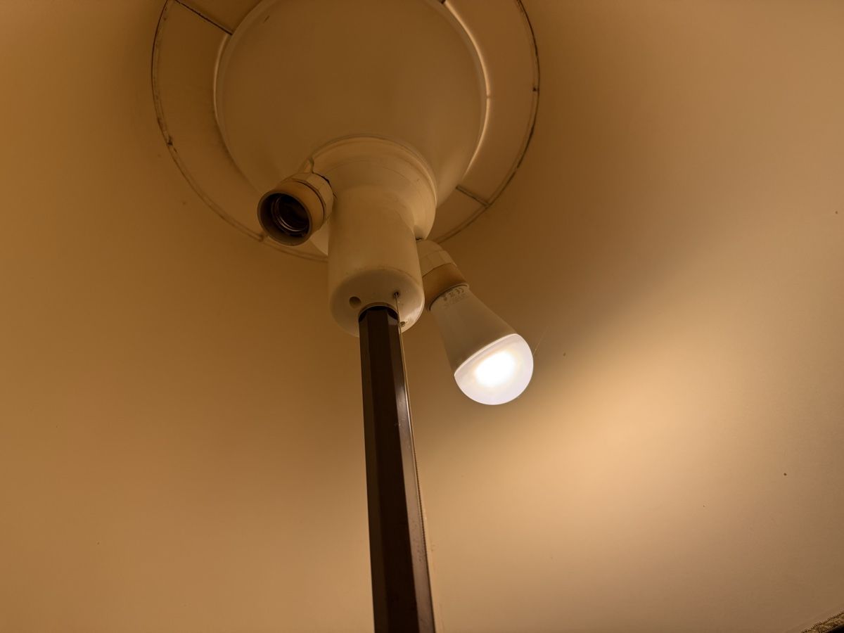 Lampade: Vintage Stehlampe mit Landschaftsschirm, 2-flammig – Usato da Bern venduto da Moowee 9