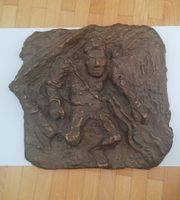 Bas relief bronze unique - Scène de montagne