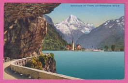 Axenstrasse mit Flüelen und Bristenstock