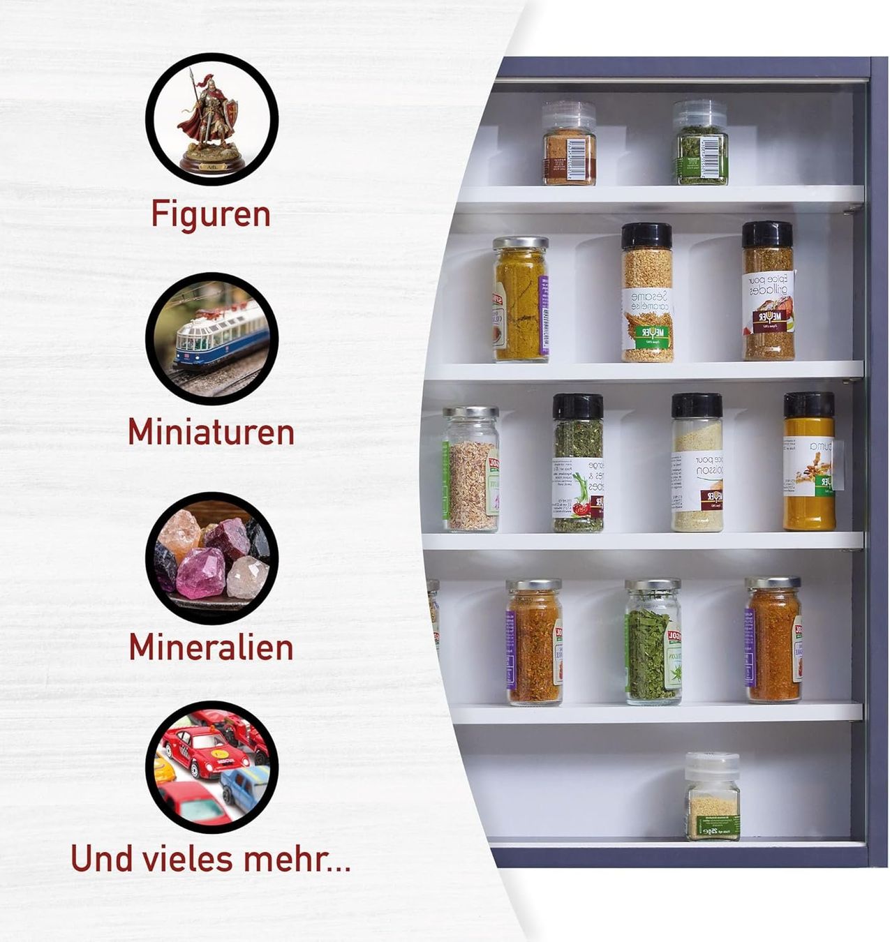 Vetrine: Sammlervitrine, Hängevitrine, Wandregal, Glasvitrine - Grau – Nuovo e nell'imballaggio originale da Fislisbach venduto da IboTrade 3