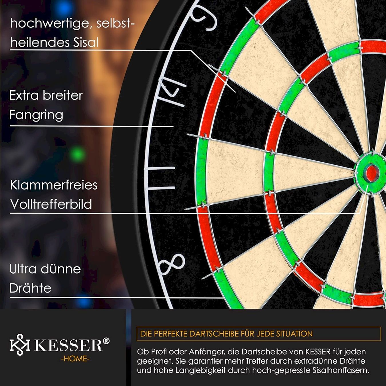 Freccette: KESSER Dartscheibe Steeldarts SET – Nuovo e nell'imballaggio originale da Bottighofen venduto da zaap 4