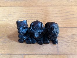 Statuetta tre elefantini in legno intagliato