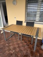 Gartentisch mit sechs Stühlen Holz Metall dunkelgrau