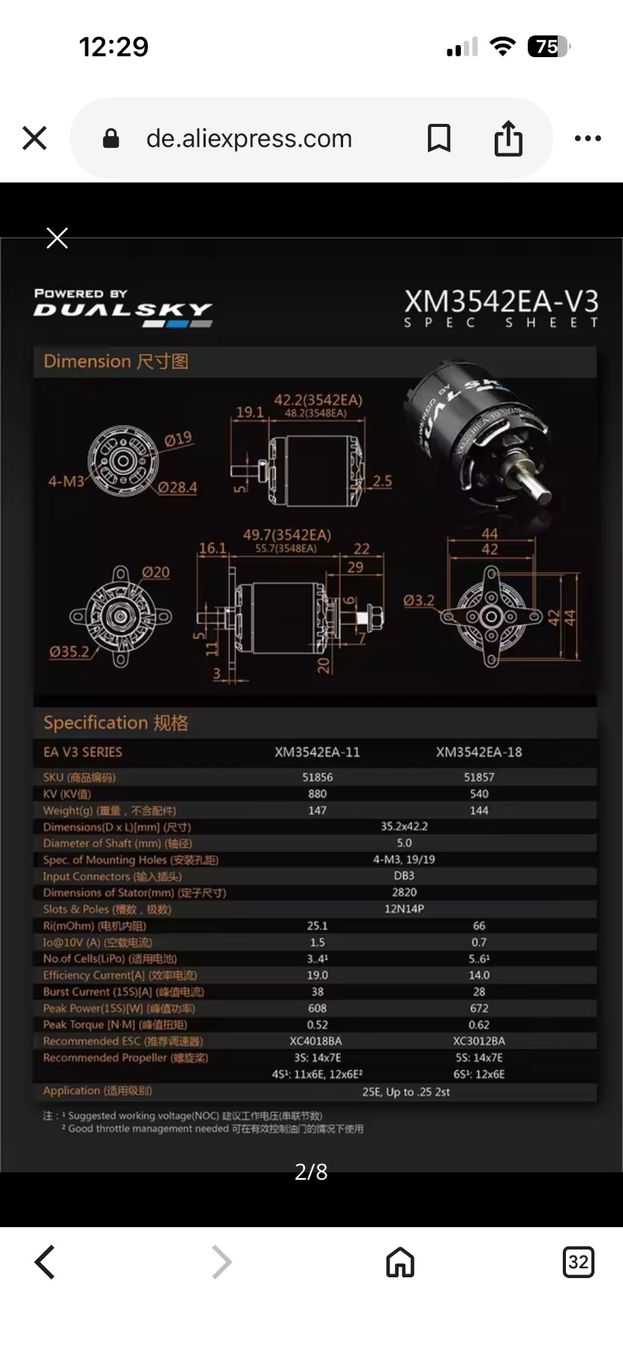 Modellismo RC: Dualsky XM3542CA-6 Motor – Usato da Altendorf venduto da Roman771 1