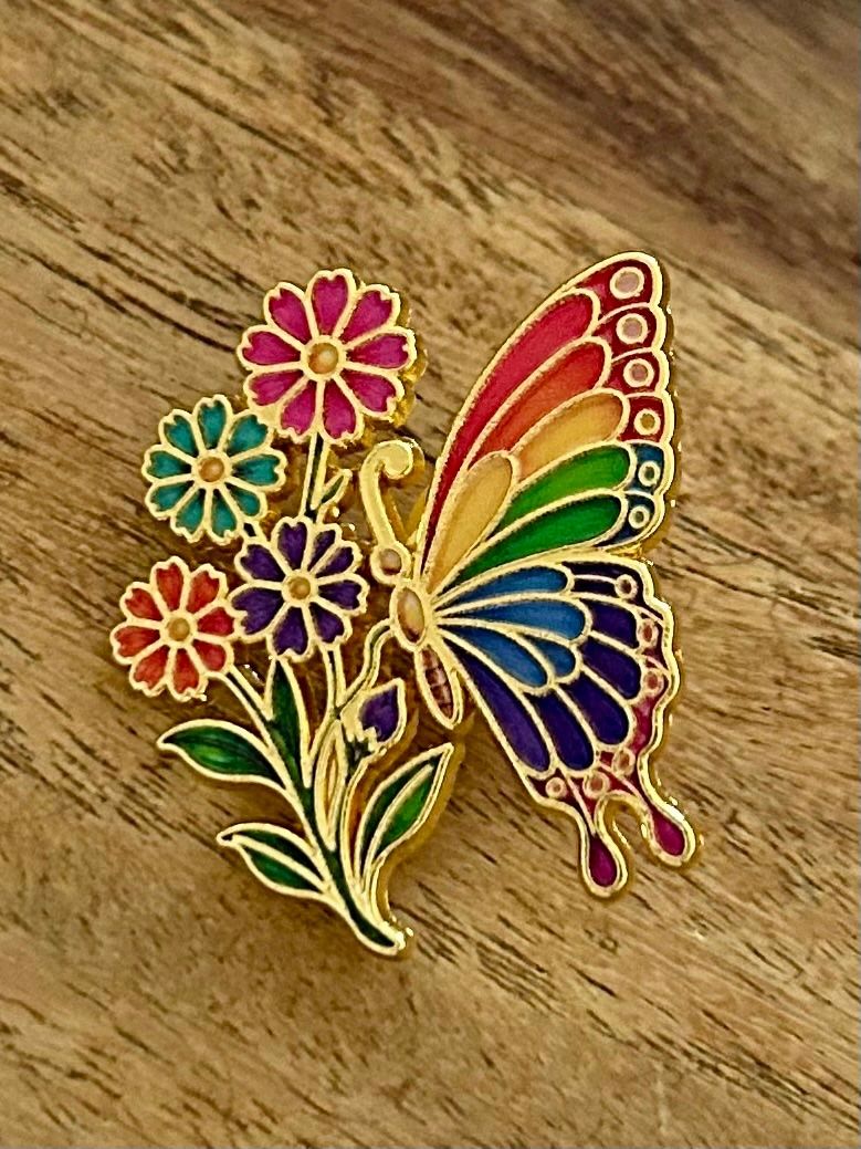Plaketten & Abzeichen: Pin Schmetterling Blumen – Neu und originalverpackt aus Geneve von vane267