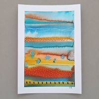 Aquarell Original Abstrakt - 14.5 x 20.5cm