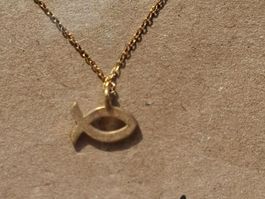 Fisch Anhänger goldplattierter Anhänger mit Kette und Karte