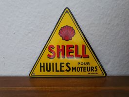 Emailschild Shell Huiles France Emaille Schild Reklame Retro