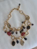 Loulou de La Falaise necklace, gold plated, natural stones