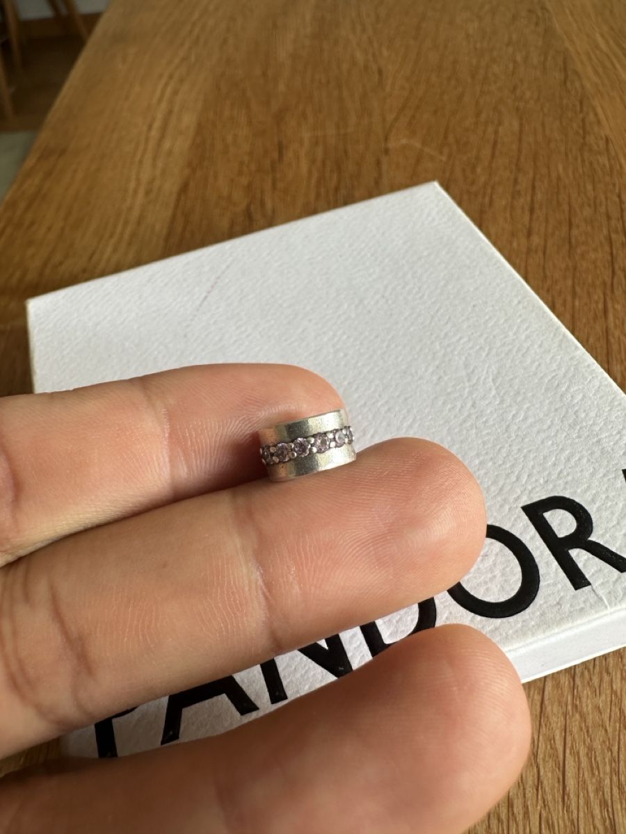 Pandora Ciondoli: Original Pandora Charm, Clip Stopper mit rosa Steinen – Usato da Zug venduto da car_fr2j 4