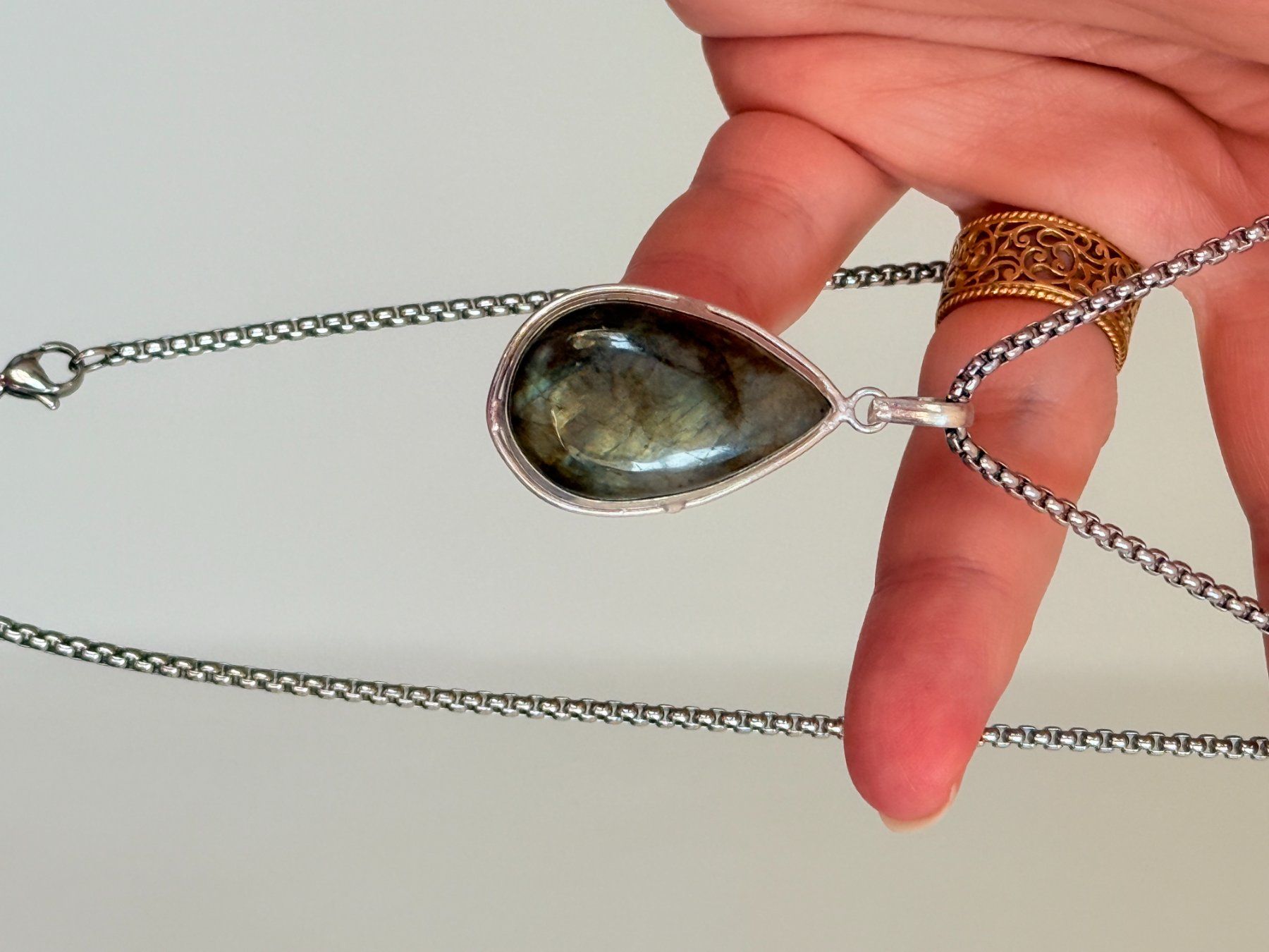 Ketten: Collier labradorite, neuf, jamais porté! – Neu und originalverpackt aus Genève von AGBERG 7