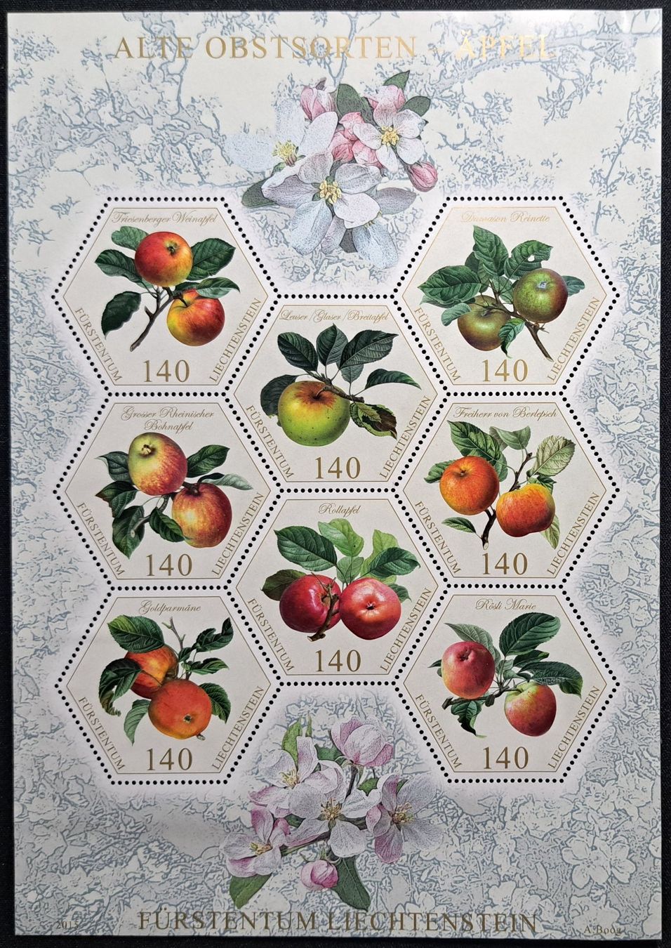 Alle Briefmarken: Bogen Alte Obstsorten - Apfel postfrisch 2015 – Gebraucht aus Unterägeri von PhilatelieStudiger