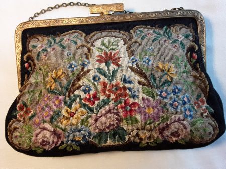 Antike Hand bestickte Abendtasche ca 1880, Top Zustand
