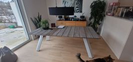 Grosser Garten Esstisch Vintage Design Teak Holz weiss