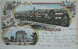 1898, LITHO Gruss aus WETZIKON Post