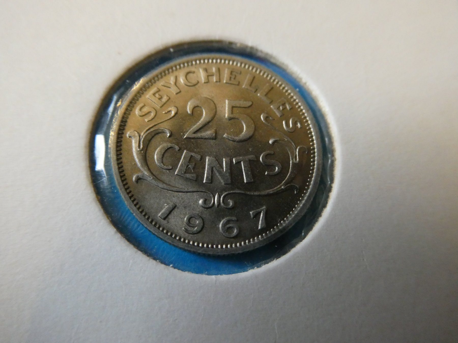 Tutti le monete: Seychellen 1967, 25 Cents stgl – Usato da Hinterforst venduto da Rohusri 1