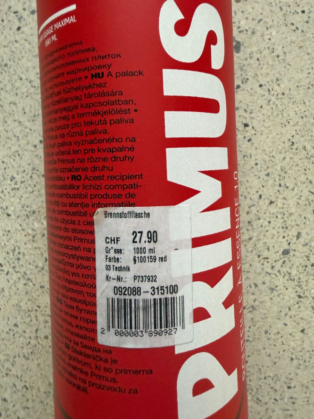 Primus Altro in Stoviglie & Bicchieri: Brennstoffflasche Primus 1000ml, rot – Nuovo (secondo la descrizione) da Zürich venduto da Gambler76 1