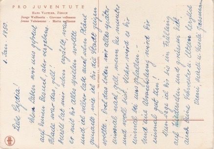 Cartoline postali: Walliser Trachtenfrau mit Früchtekorb. 1950 – Usato da Schlieren venduto da Rapaelli 1
