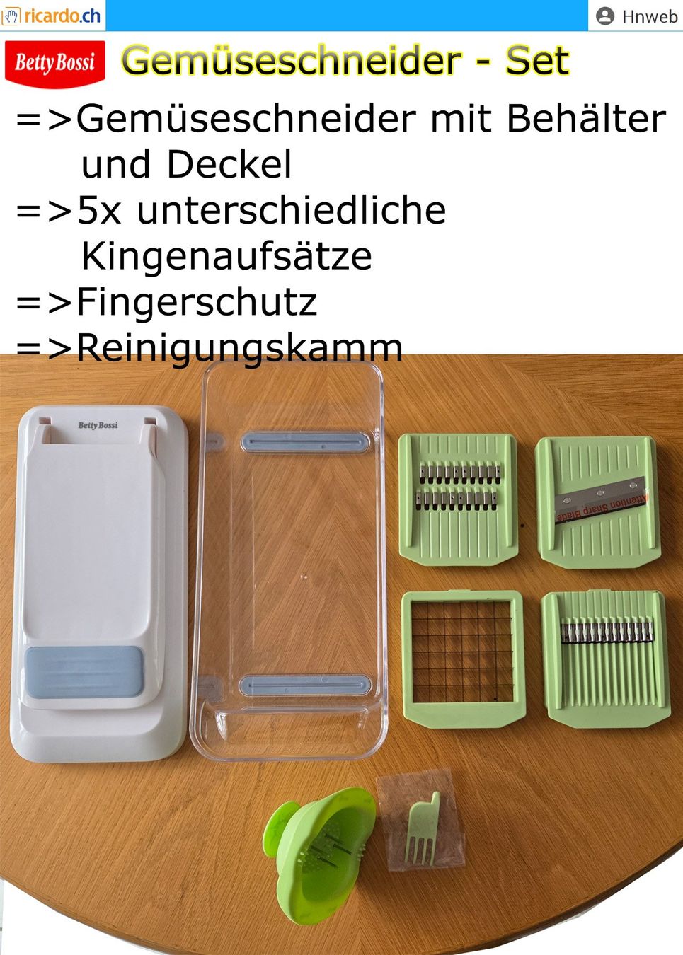 Betty Bossi Elettrodomestici da cucina: Betty Bossy: Gemüseschneider - Set – Usato da Kaisten venduto da Hnweb 3