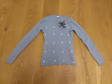 Strickpullover / Pullover mit Perlen und Blume Gr. XS