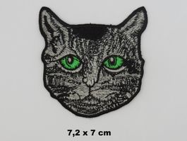 KATZENKOPF mit grünen Augen - Aufbügler - 7,2x7cm