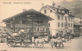 Andermatt (UR) Ankunft der Furkapost Postzustellung
