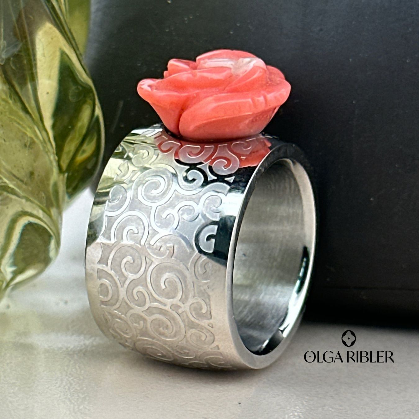 Olga Ribler Anelli: Edelstahl Ring mit Coralle, Ringgrösse 60 – Nuovo (secondo la descrizione) da Luzern venduto da Schmuckoutlet 5