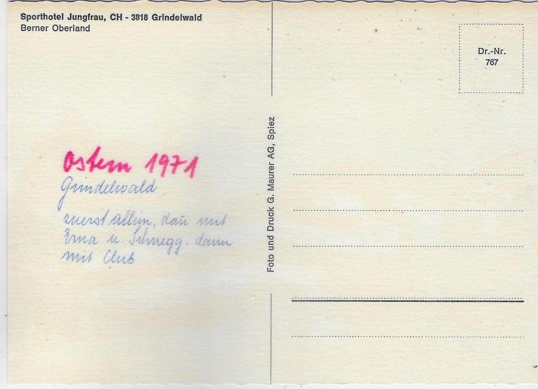 Cartoline postali: Sporthotel Jungfrau - Grindelwald – Usato da Ettingen venduto da Kartenplanet 1