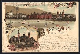 Litho Zürich, Tonhalle und Stadtansicht