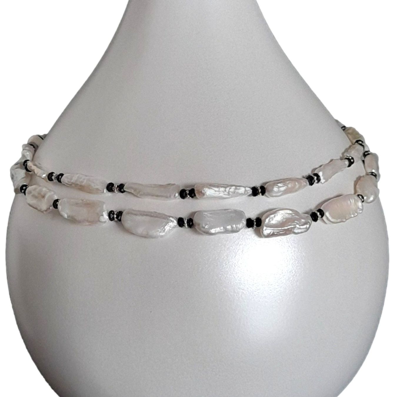 Onyx Catenine: Keshiperlen - lange Kette - 96cm - Perlen-Collier - Silber – Nuovo e nell'imballaggio originale da Lütisburg venduto da Emarra 5