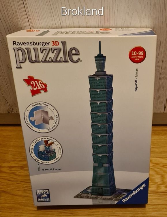 Pintoo 1000 Teile Puzzle 'Taipei Skyline' - Kunststoffpuzzle, 58,9 X 37,8 Cm, Mit UV-LED Druck, Knisternder 'Klick'-Sound