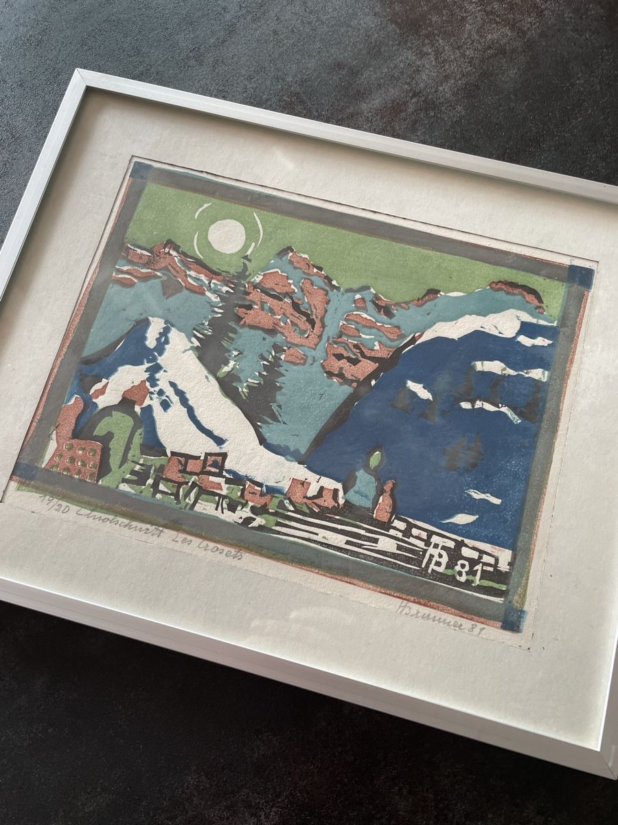 Incisioni: Lithographie Linolschnitt Les Crosets H.Brunner 1981 – Usato da Vallamand venduto da Bricbracbroc82 3