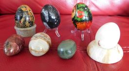 Stein Eier , Marmor, Alabaster und Holz, Handmade