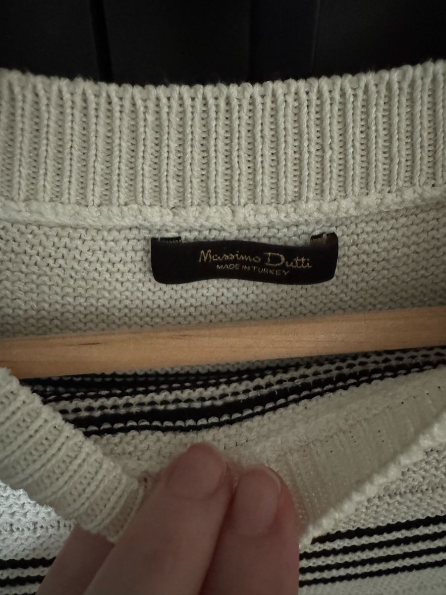 Massimo Dutti T-shirt: Massimo Dutti Strickoberteil gestreift Weiss/Schwarz  XS – Usato da Brüttisellen venduto da tinaD_ 1